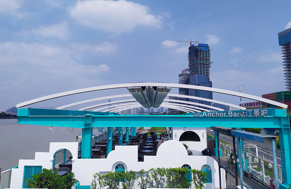 遮阳篷商业案例：广州江景码头餐吧（琶醍店）